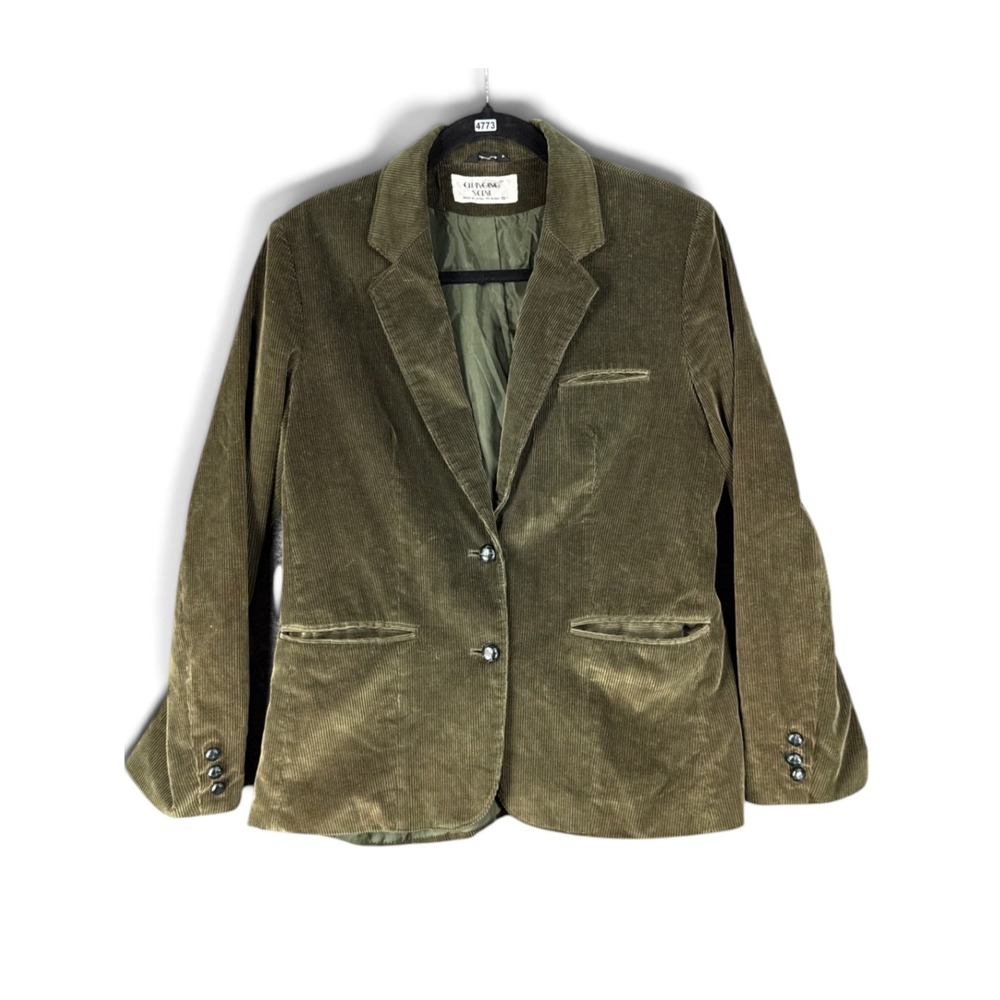 VTG Changing Scene Blazer Women 12 (Fits 8)Olive Green Corduroy Japan 70's Retro